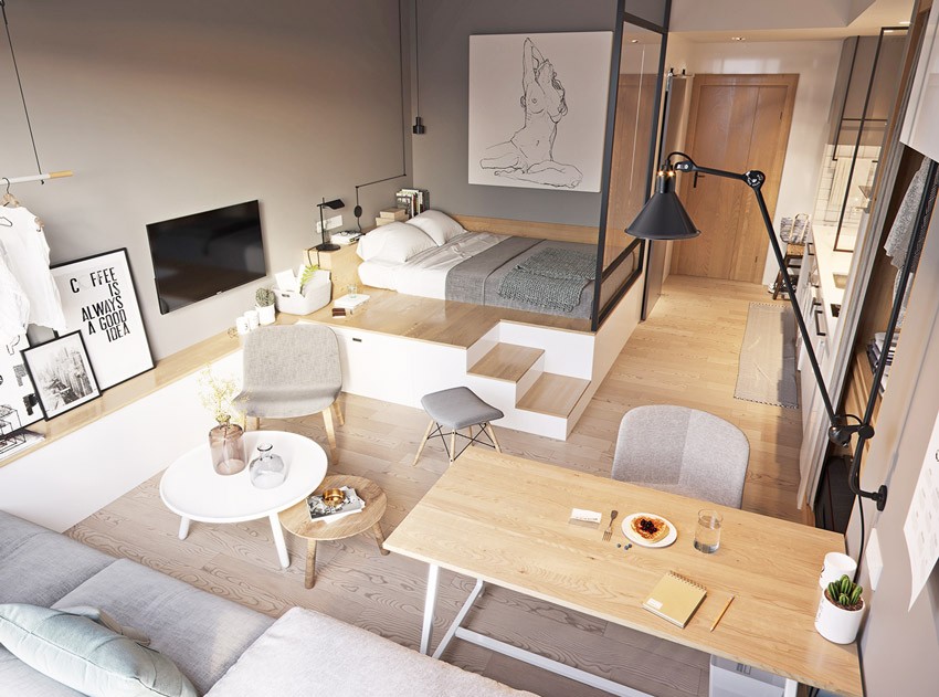 Mỗi thiết kế căn hộ Studio đều mang đặc trưng không gian mở không có sự phân tách cố định giống như chung cư thông thường