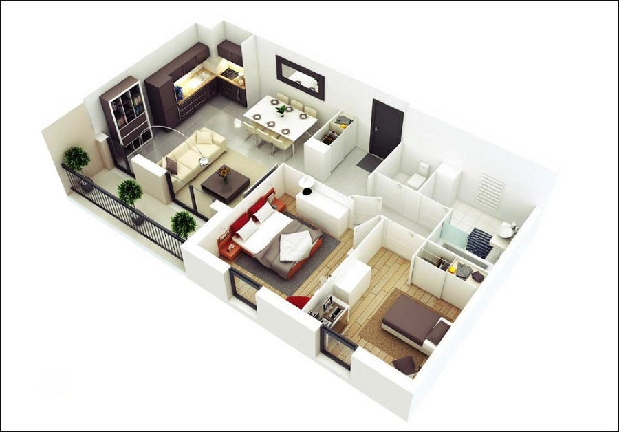 Thiết kế nội thất chung cư 50m2 cần có sự tính toán, bài trí cẩn thận để tối ưu hóa diện tích sử dụng, tránh làm chật chội, bí bách không gian