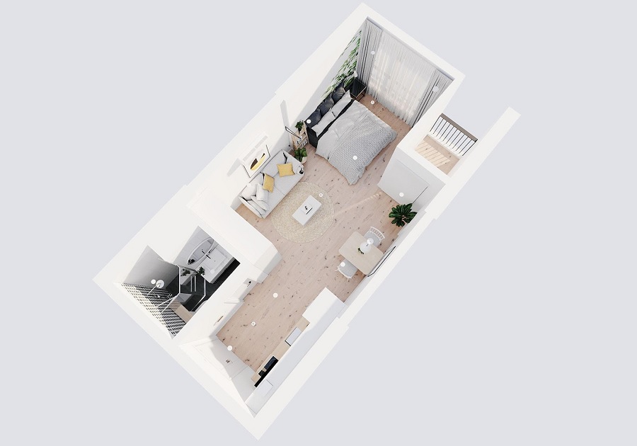Mẫu thiết kế chung cư mini 40m2 theo phong cách tối giản