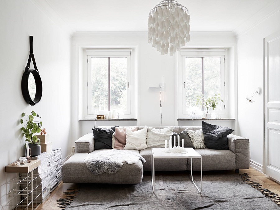 Thiết kế nội thất chung cư Scandinavian lấy gam màu trắng là màu sắc chủ đạo